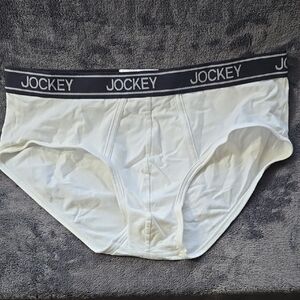 Jockey White Briefs with Black Waistband and Soft Cotton Material